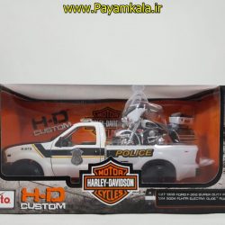 ماکت فلزی فورد F-350 + موتورسیکلت هارلی HARLEY-DAVIDSON پلیس بزرگ (1:24) MAISTO