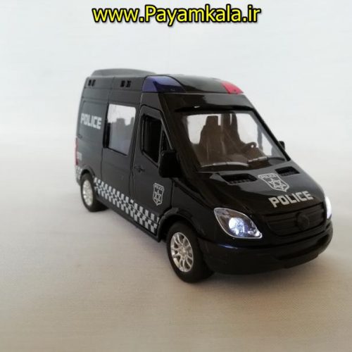 اسباب بازی فلزی ماشین عقبکش چراغدار-آژیردار گشت پلیس (SHANGKU)