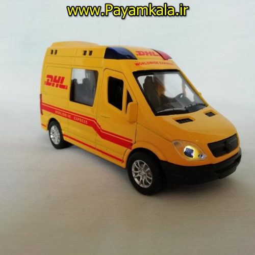 اسباب بازی فلزی ماشین عقبکش چراغدار-آژیردار DHL پست (SHANGKU)