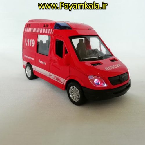 اسباب بازی فلزی ماشین عقبکش چراغدار-آژیردار آتشنشانی (SHANGKU)