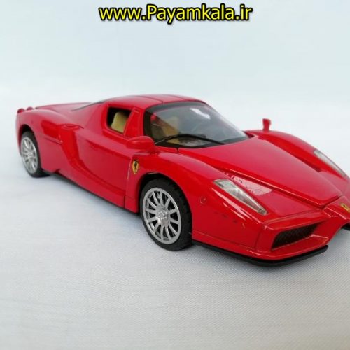 (موزیکال-چراغدار) ماشین فلزی عقب کش اسباب بازی فراری (FERRARI BY MZ) قرمز