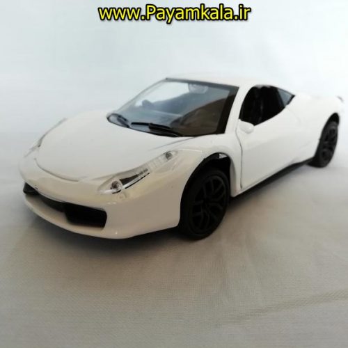 (موزیکال-چراغدار)ماشین فلزی عقب کش اسباب بازی فراری (FERRARI BY KMH)سفید