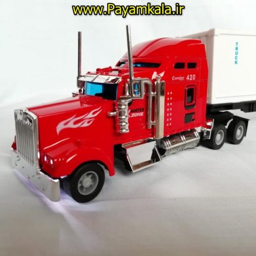 (SHANGKU) اسباب بازی تریلی کانتینر دار (موزیکال - چراغدار ) CONTAINER TRUCK) 1:42) قرمز