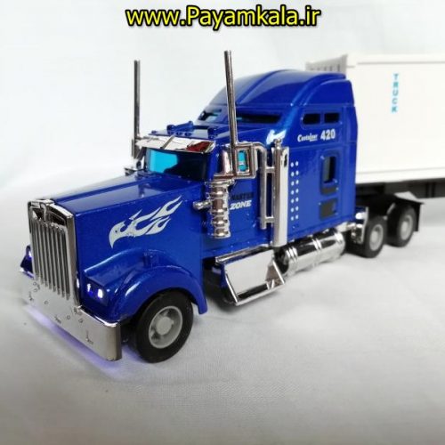 (SHANGKU) اسباب بازی تریلی کانتینر دار (موزیکال - چراغدار ) CONTAINER TRUCK) 1:42) آبی