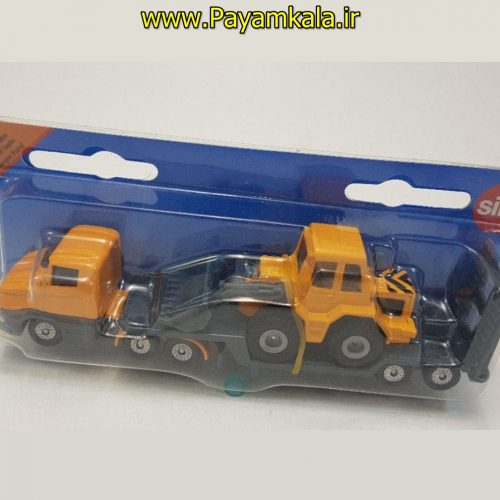 (ساخت آلمان) تریلی فلزی حمل خودرو + یک عدد بیل مکانیکی (LOW LOADER WITH EXCAVATOR BY SIKU) کوچک
