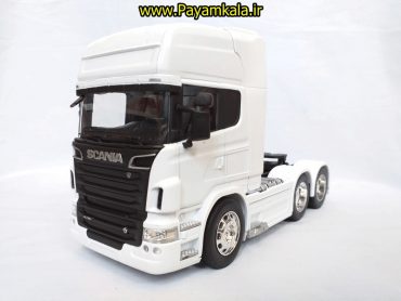 (بدون جعبه) ماکت تریلی اسکانیا (SCANIA V8 R730) بزرگ 1:32ساخت WELLY (رنگ سفید)